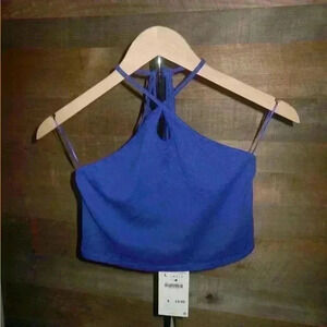 Zara blue halter crop top - L